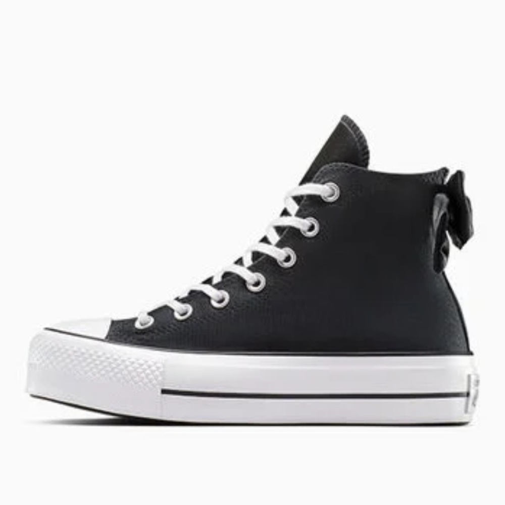 . Converse Chuck Taylor Black & White All Star Lift Bow Platform Sneakers - Picture 5 of 9